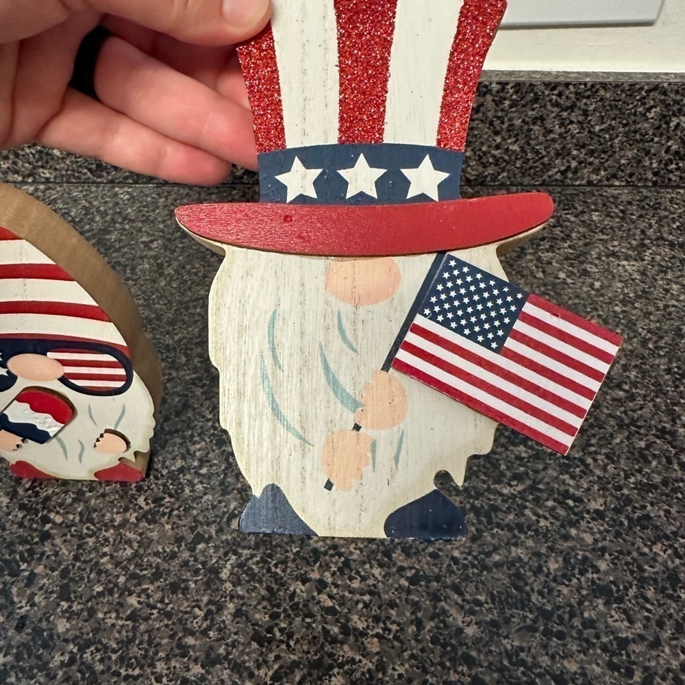 Patriotic Wooden Gnomes Decor Set Tiered Tray Decor - Picture 4 of 5